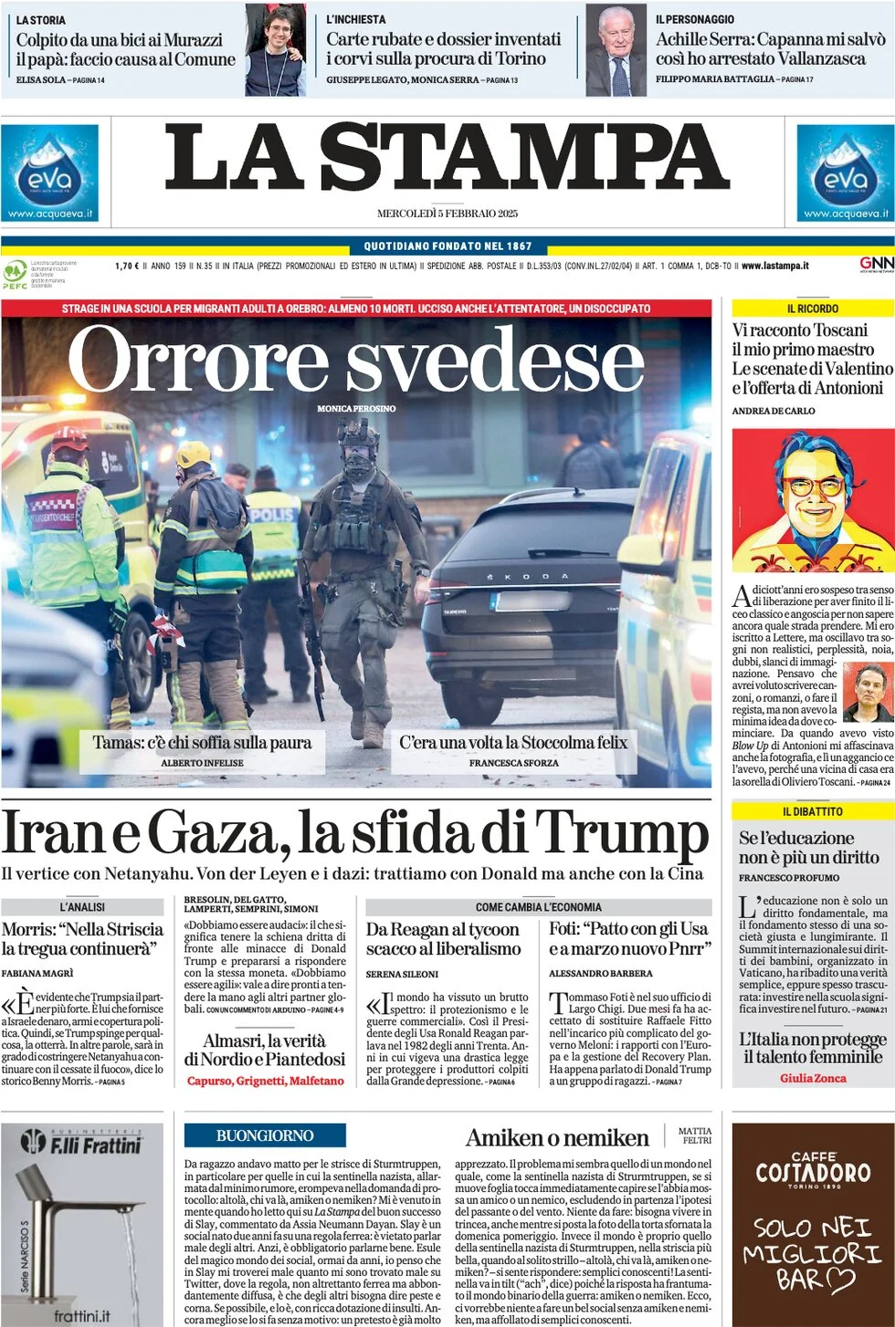 anteprima della prima pagina di la-stampa del 05/02/2025