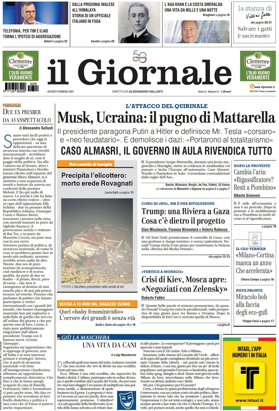 anteprima della prima pagina di il-giornale del 06/02/2025