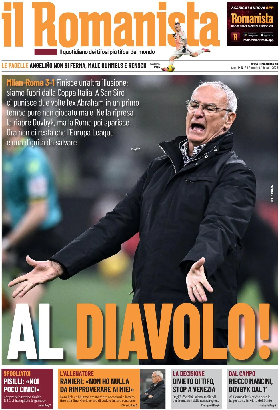 anteprima della prima pagina di il-romanista del 06/02/2025
