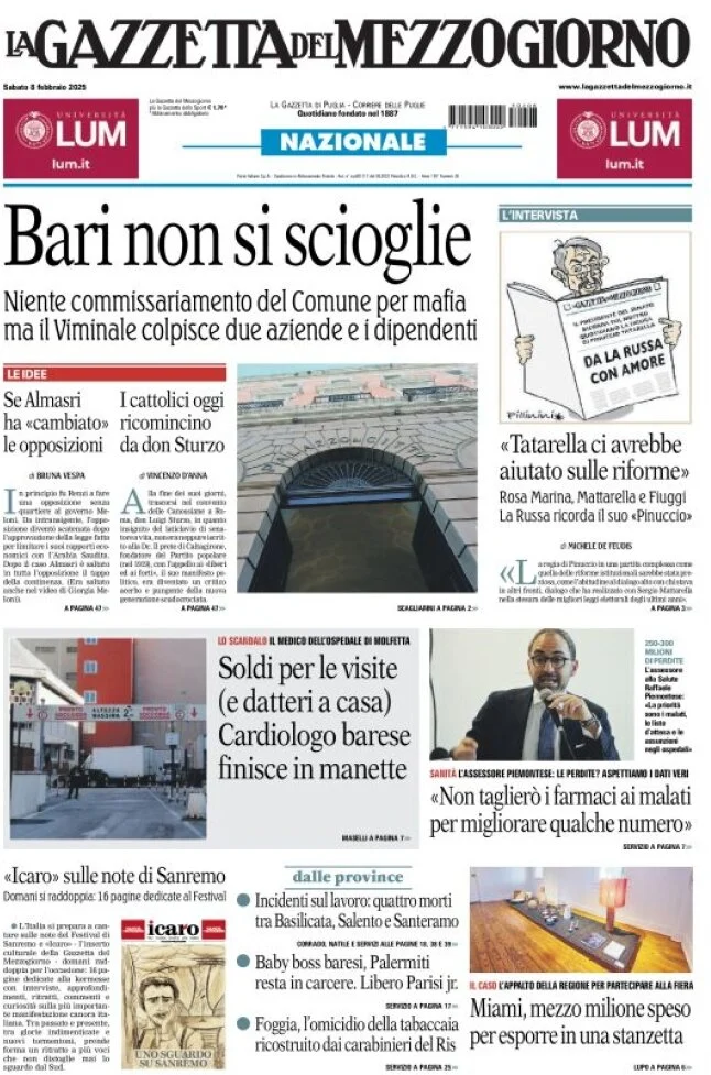 anteprima della prima pagina di la-gazzetta-del-mezzogiorno-basilicata del 08/02/2025