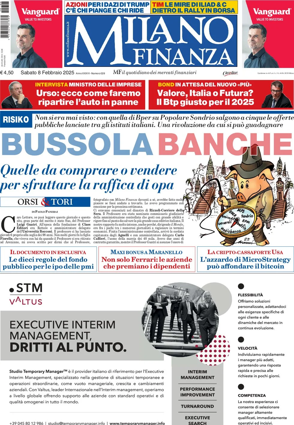 anteprima della prima pagina di mf-milano-finanza del 08/02/2025