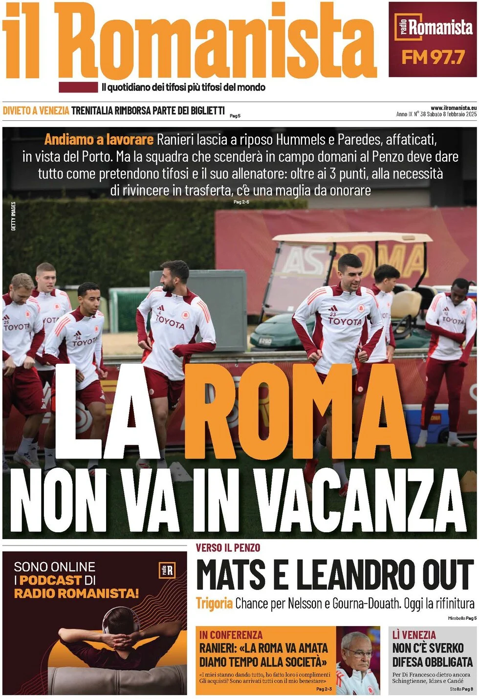 anteprima della prima pagina di il-romanista del 08/02/2025