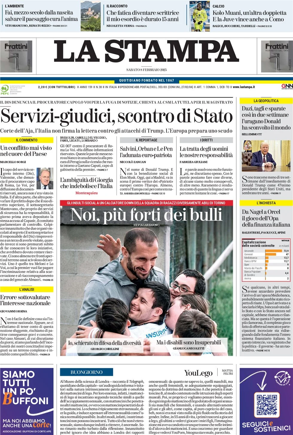 anteprima della prima pagina di la-stampa del 08/02/2025