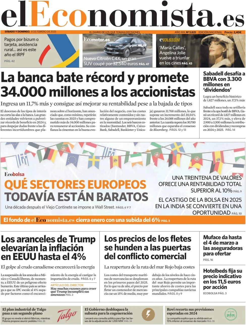 anteprima della prima pagina di el-economista del 08/02/2025
