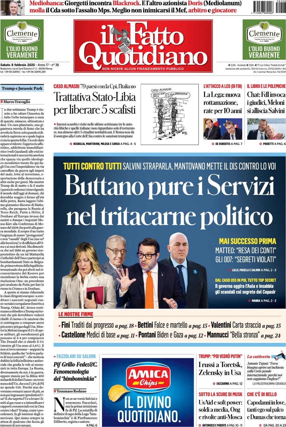 anteprima della prima pagina di il-fatto-quotidiano del 08/02/2025