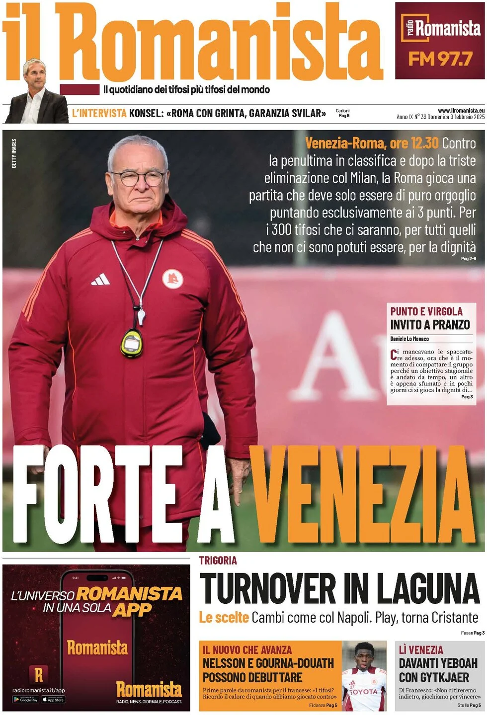 anteprima della prima pagina di il-romanista del 09/02/2025