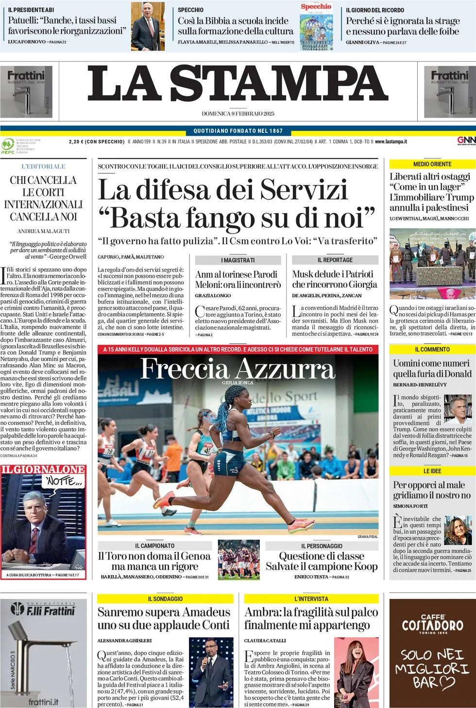 anteprima della prima pagina di la-stampa del 09/02/2025