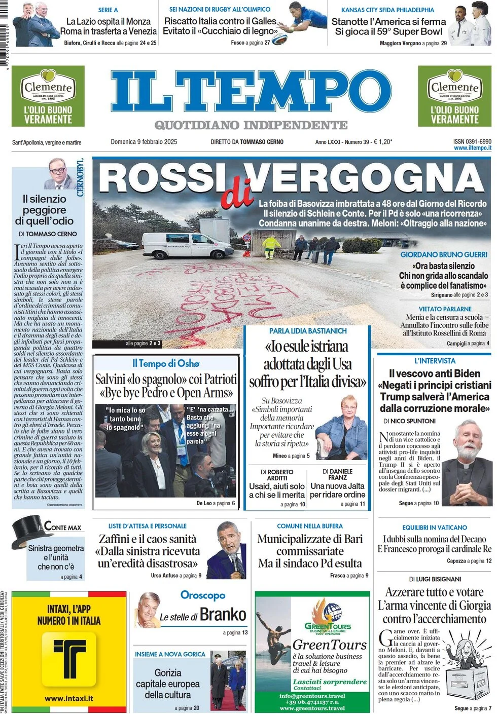 anteprima della prima pagina di il-tempo del 09/02/2025