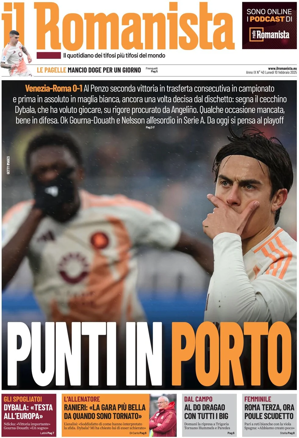 anteprima della prima pagina di il-romanista del 10/02/2025