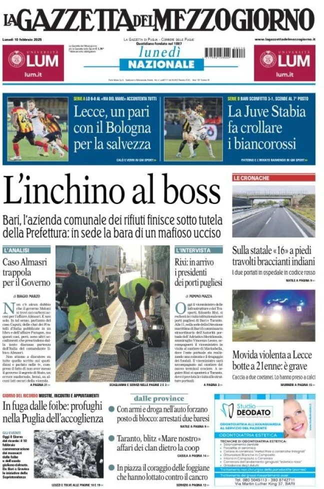 anteprima della prima pagina di la-gazzetta-del-mezzogiorno-basilicata del 10/02/2025