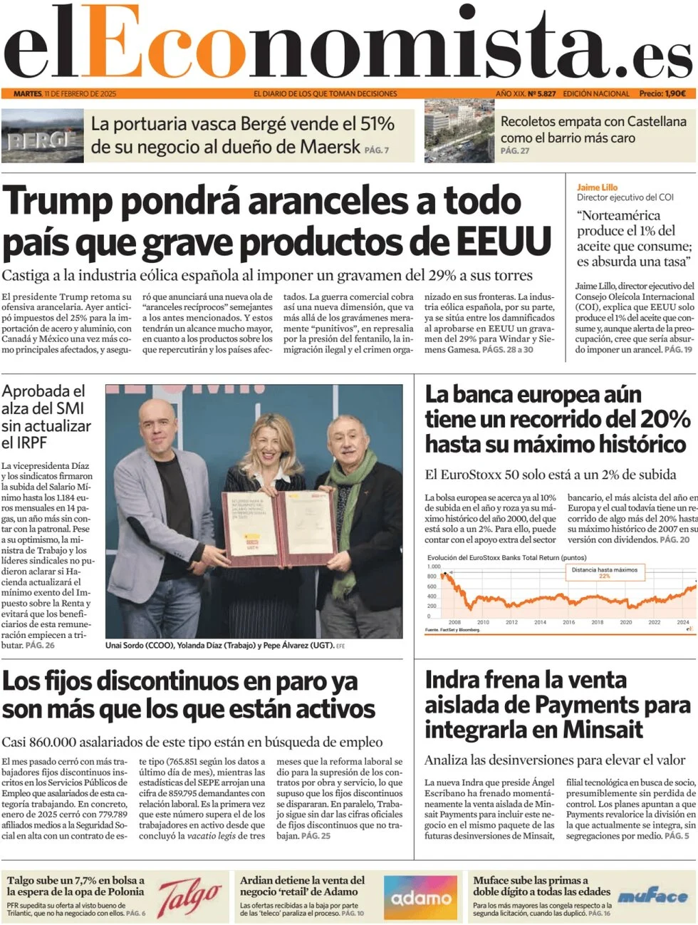 anteprima della prima pagina di el-economista del 11/02/2025