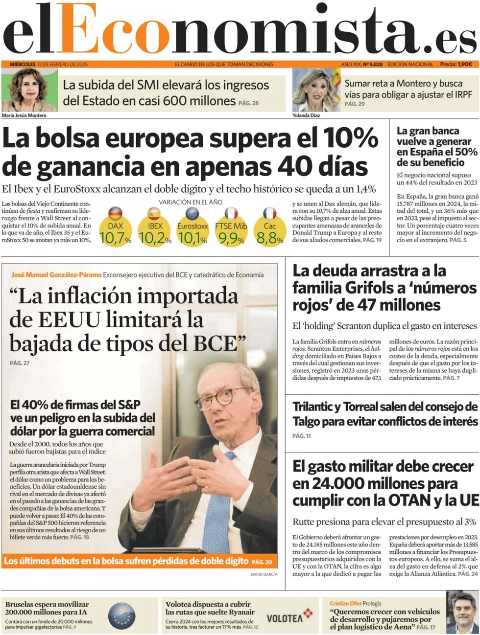 anteprima della prima pagina di el-economista del 12/02/2025
