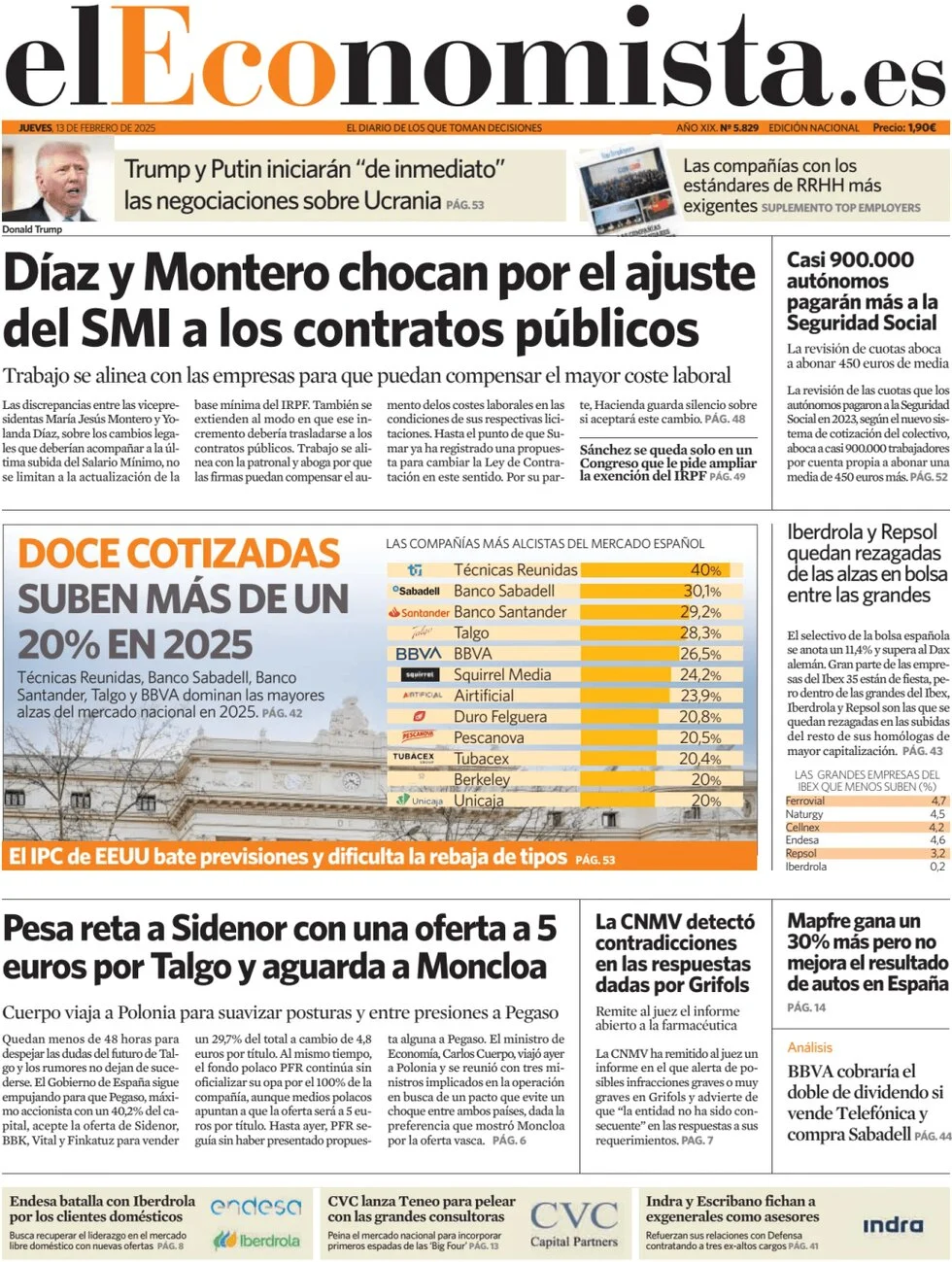 anteprima della prima pagina di el-economista del 13/02/2025