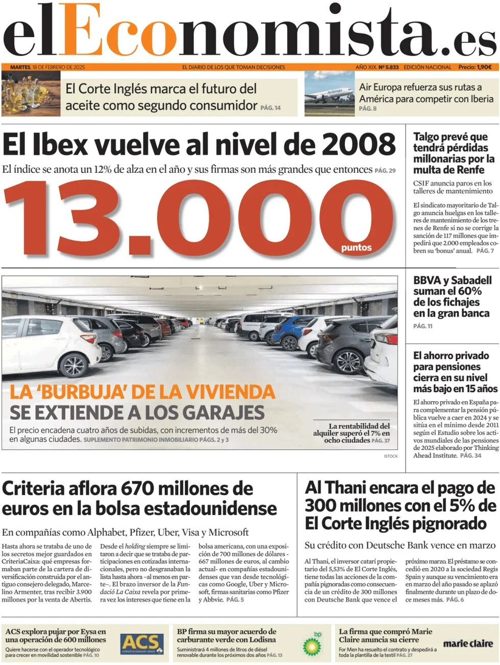 anteprima della prima pagina di el-economista del 18/02/2025