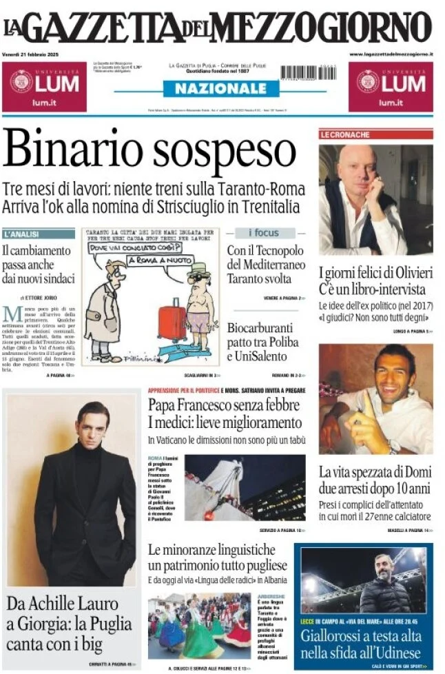 anteprima della prima pagina di la-gazzetta-del-mezzogiorno-basilicata del 21/02/2025