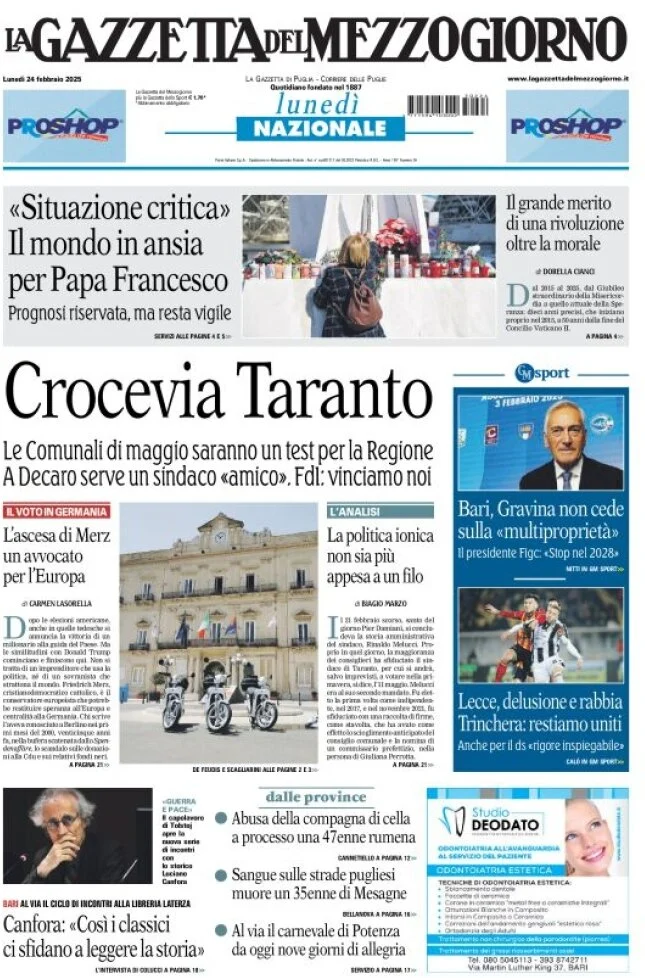 anteprima della prima pagina di la-gazzetta-del-mezzogiorno-basilicata del 24/02/2025