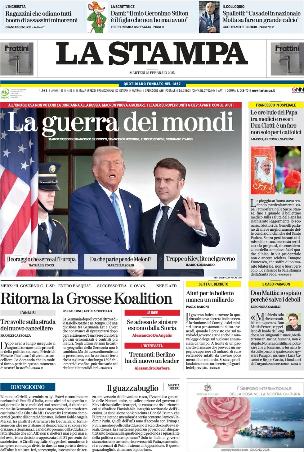 anteprima della prima pagina di la-stampa del 25/02/2025