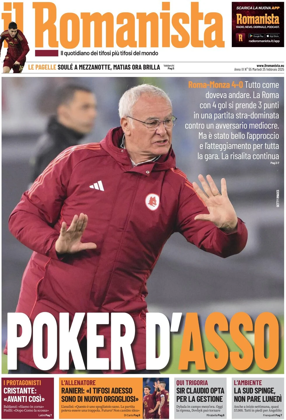 anteprima della prima pagina di il-romanista del 25/02/2025