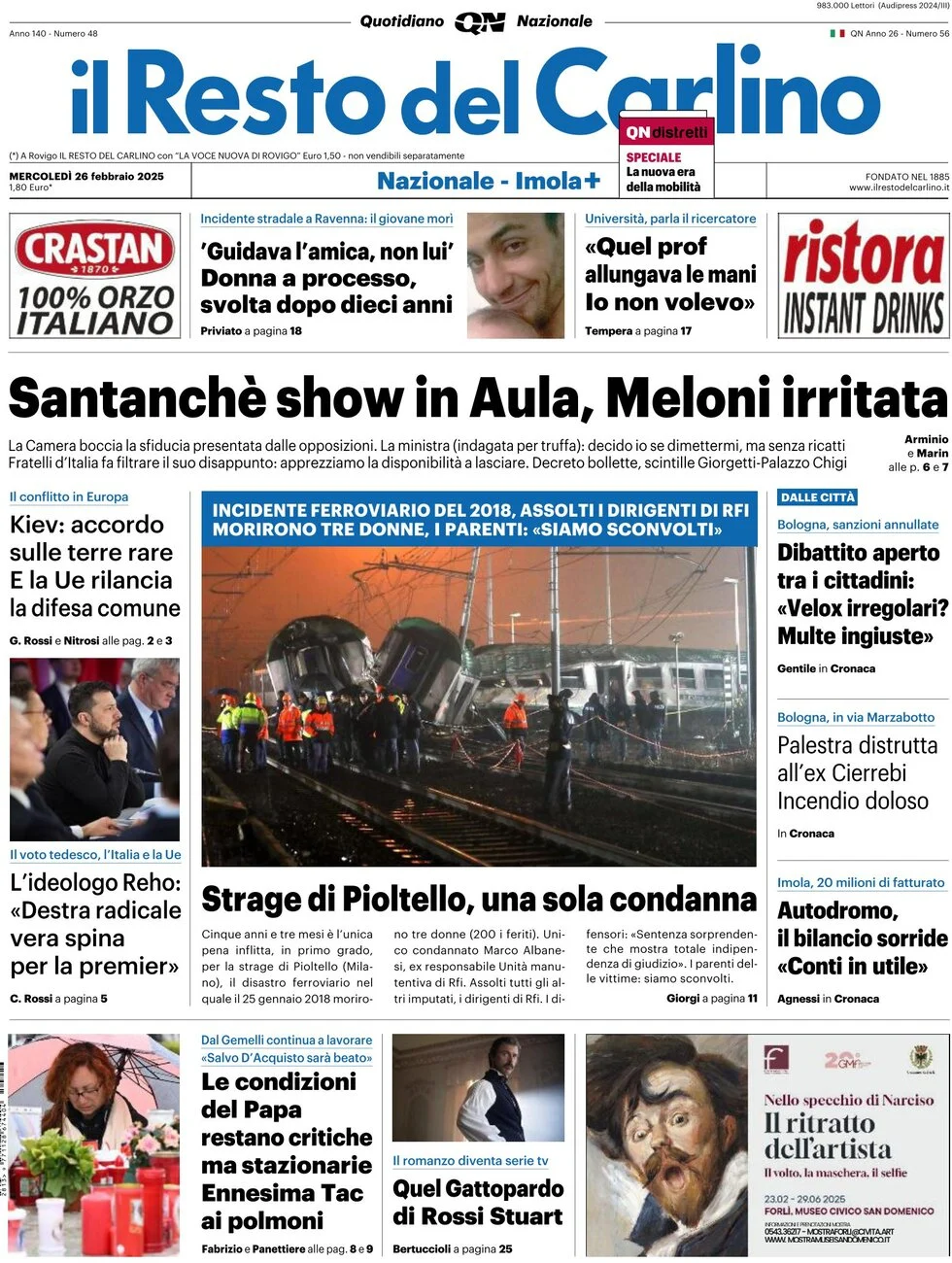 anteprima della prima pagina di il-resto-del-carlino del 26/02/2025