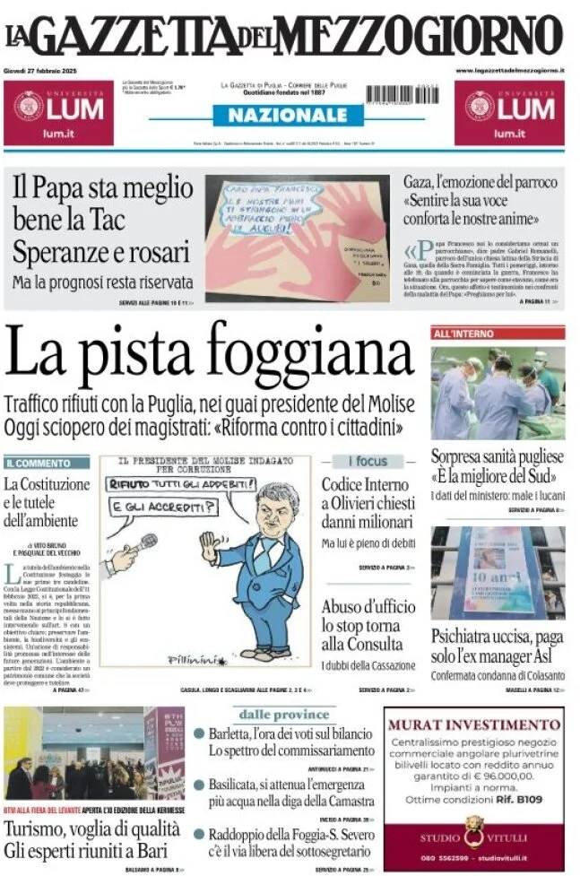 anteprima della prima pagina di la-gazzetta-del-mezzogiorno-basilicata del 27/02/2025