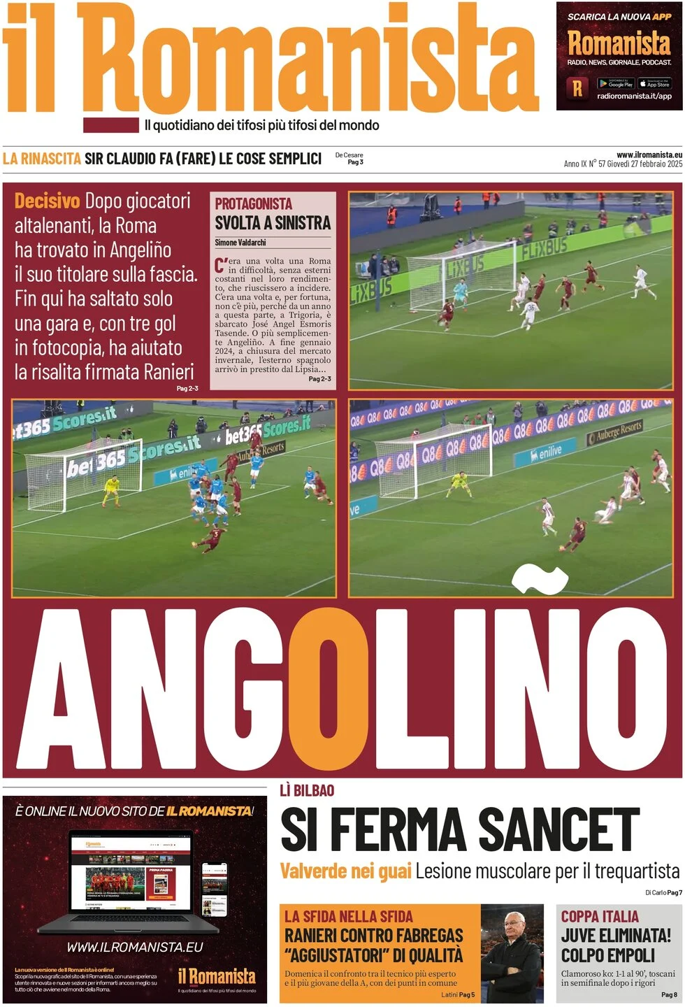 anteprima della prima pagina di il-romanista del 27/02/2025