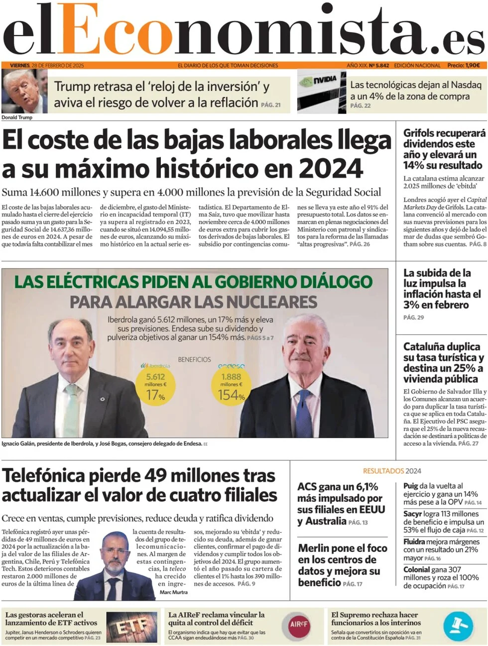anteprima della prima pagina di el-economista del 28/02/2025