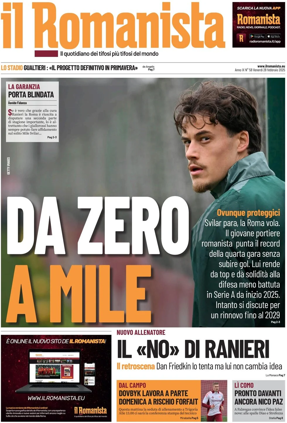 anteprima della prima pagina di il-romanista del 28/02/2025
