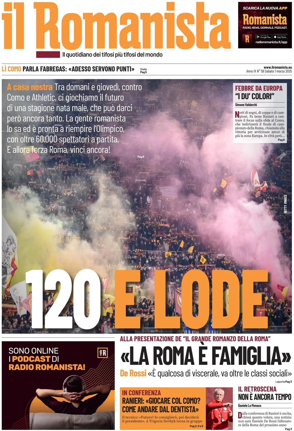 anteprima della prima pagina di il-romanista del 01/03/2025