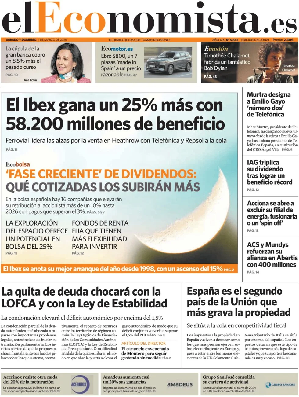 anteprima della prima pagina di el-economista del 01/03/2025