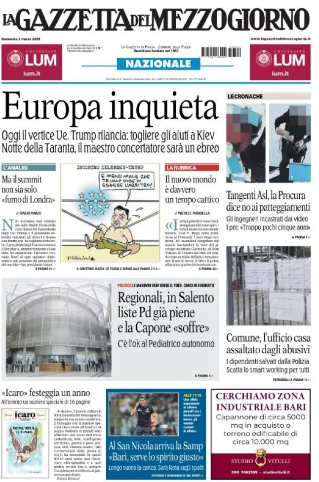 anteprima della prima pagina di la-gazzetta-del-mezzogiorno-basilicata del 02/03/2025