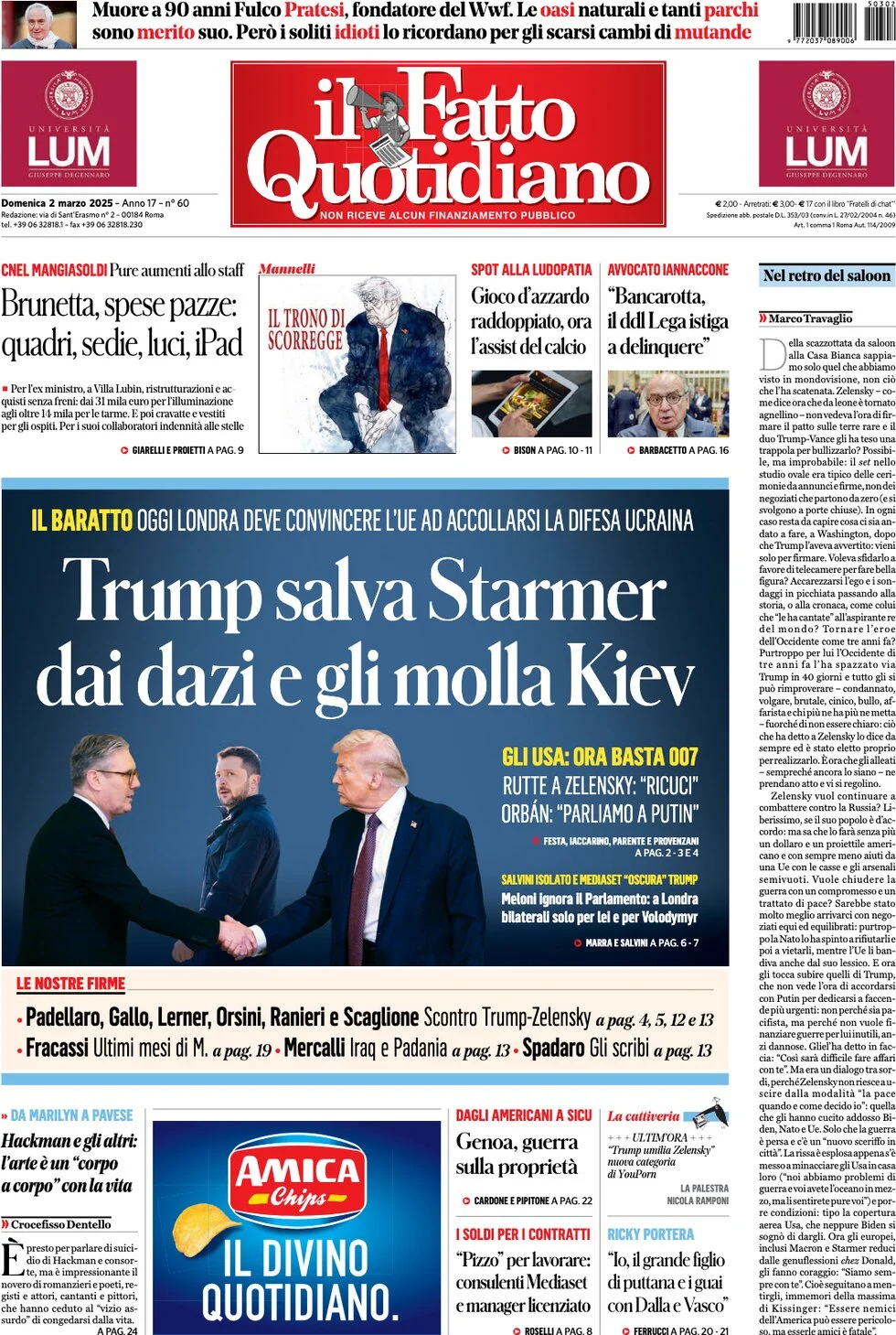 anteprima della prima pagina di il-fatto-quotidiano del 02/03/2025
