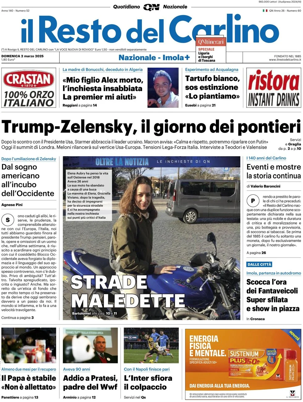 anteprima della prima pagina di il-resto-del-carlino del 02/03/2025