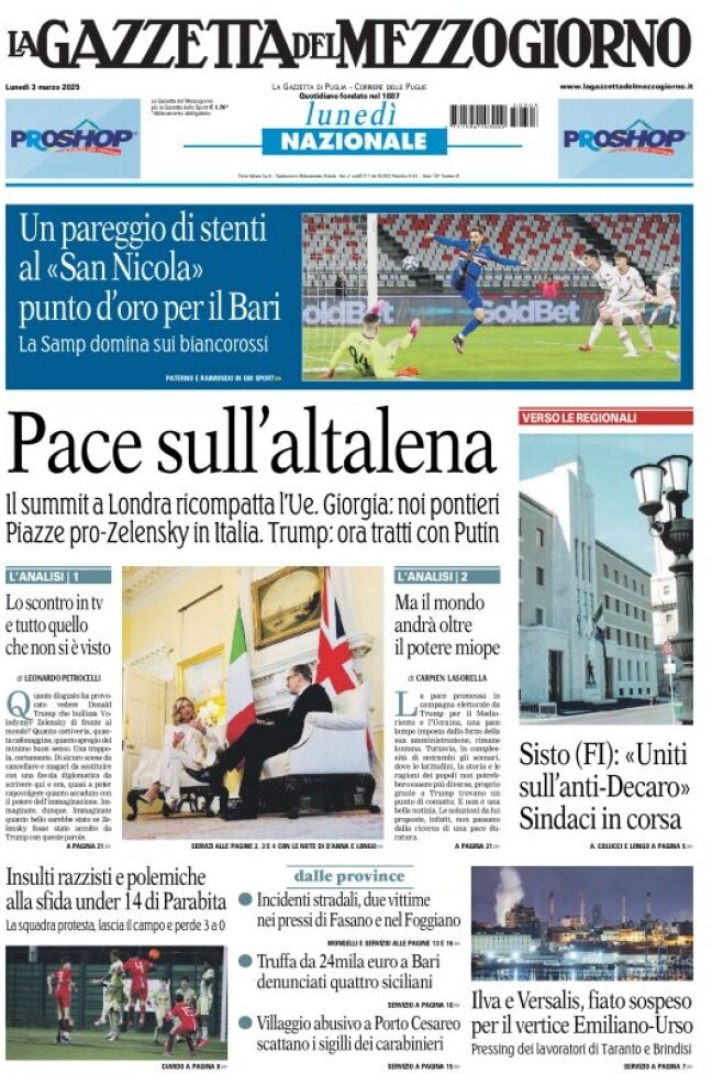 anteprima della prima pagina di la-gazzetta-del-mezzogiorno-basilicata del 03/03/2025