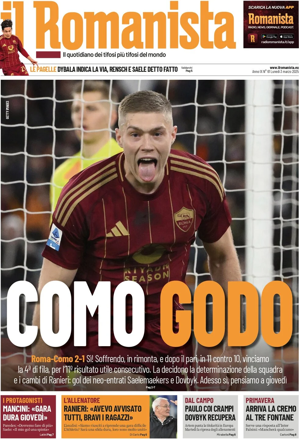 anteprima della prima pagina di il-romanista del 03/03/2025