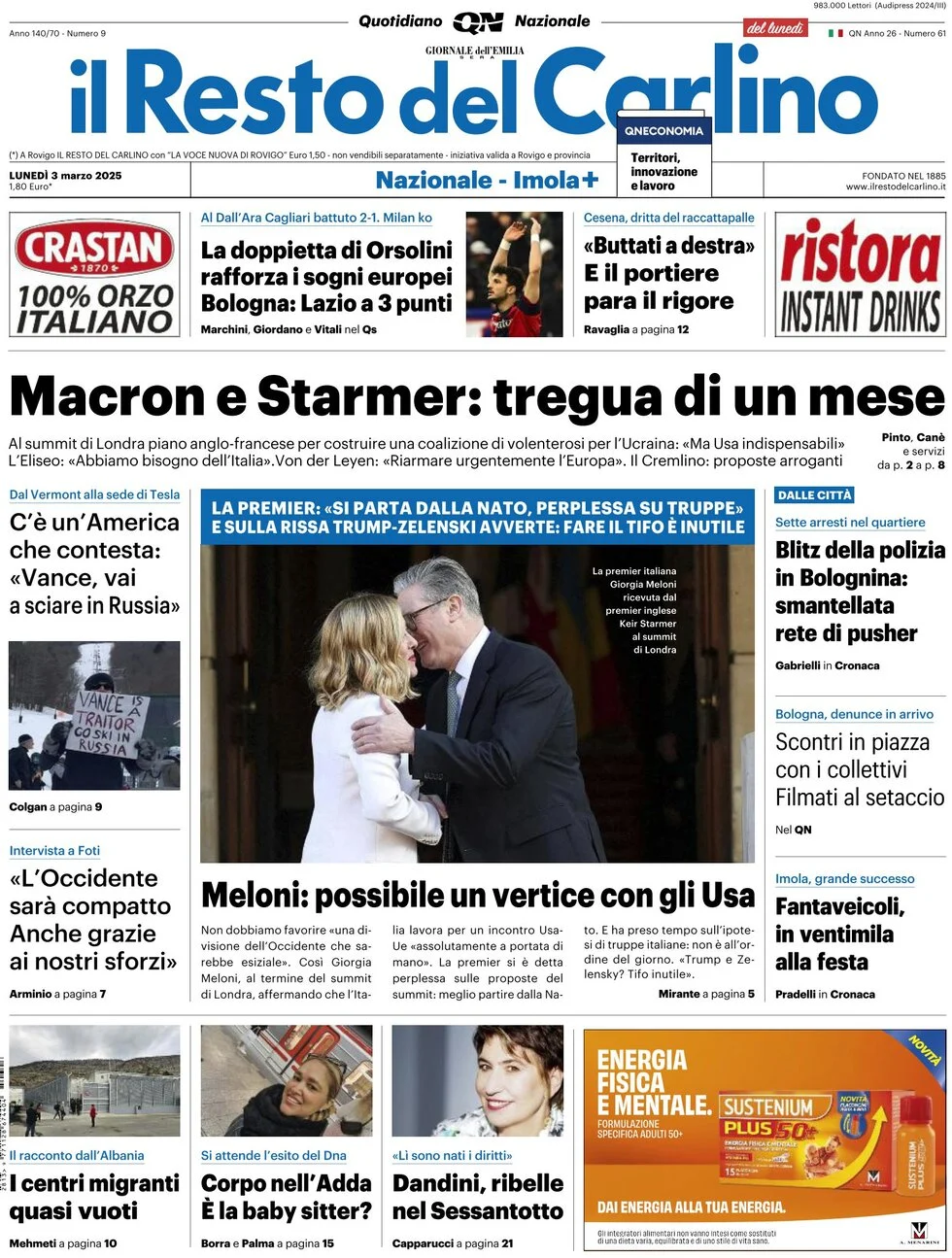 anteprima della prima pagina di il-resto-del-carlino del 03/03/2025