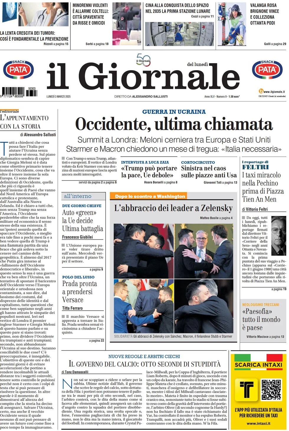anteprima della prima pagina di il-giornale del 03/03/2025