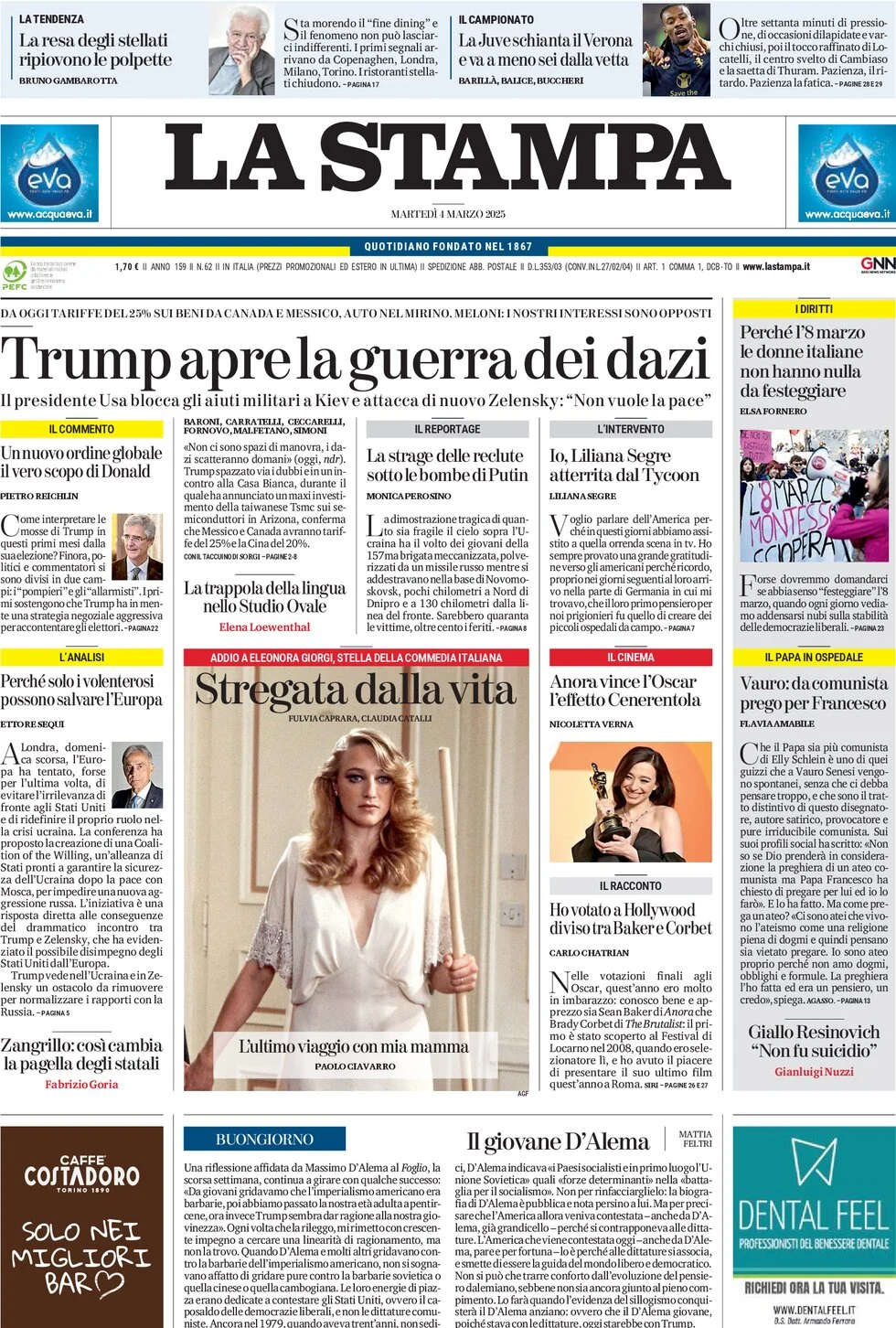 anteprima della prima pagina di la-stampa del 04/03/2025
