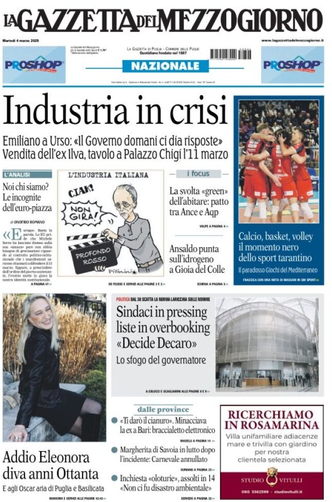 anteprima della prima pagina di la-gazzetta-del-mezzogiorno-basilicata del 04/03/2025