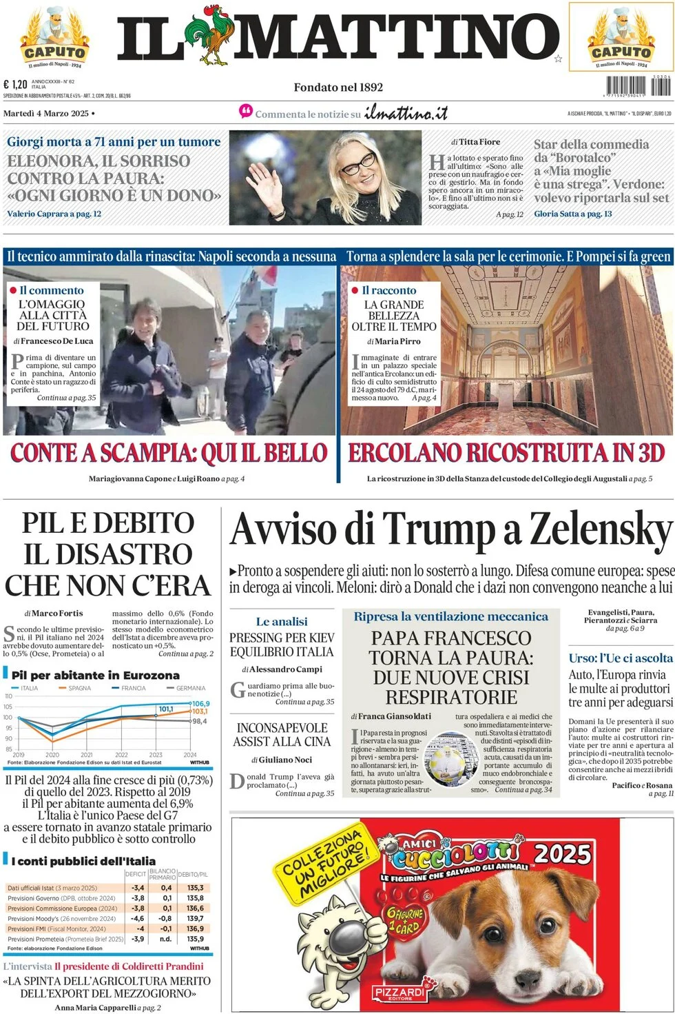 anteprima della prima pagina di il-mattino del 04/03/2025