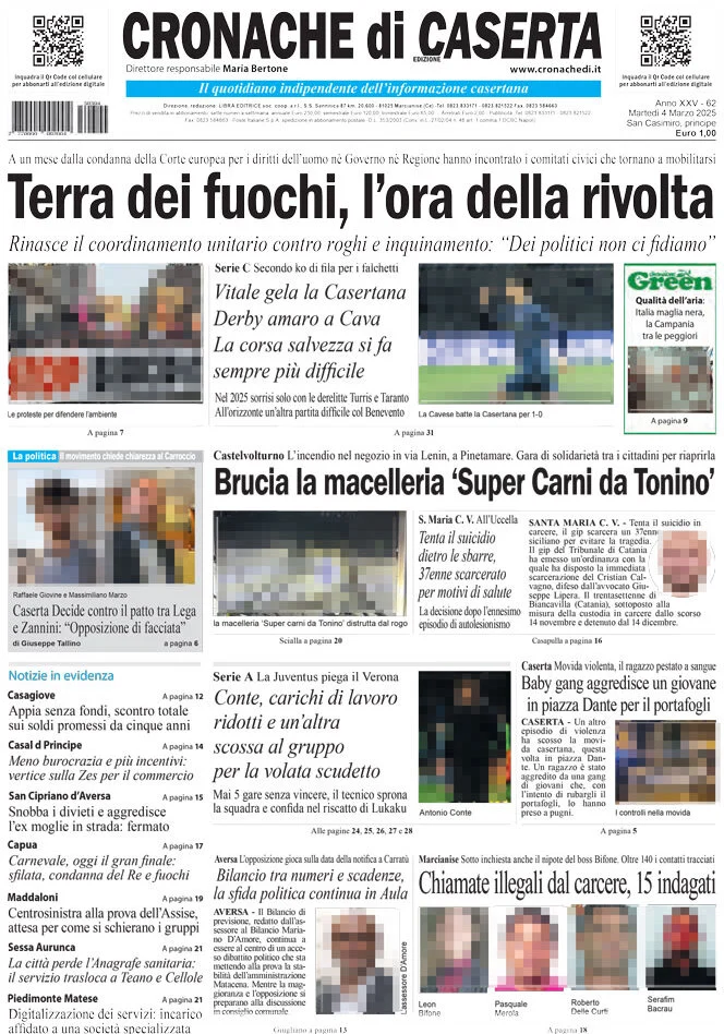 anteprima della prima pagina di cronache-di-caserta del 04/03/2025