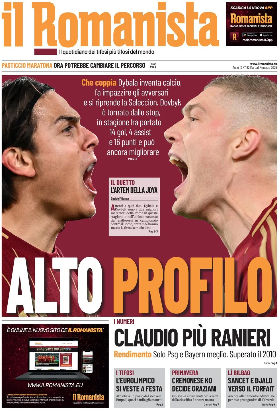 anteprima della prima pagina di il-romanista del 04/03/2025