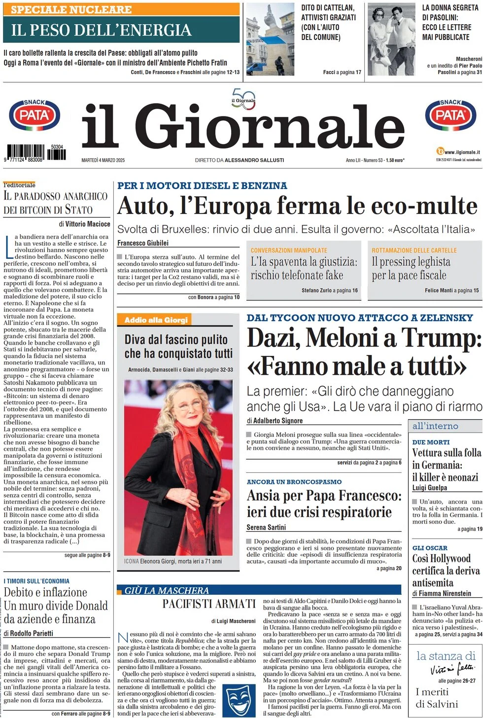 anteprima della prima pagina di il-giornale del 04/03/2025