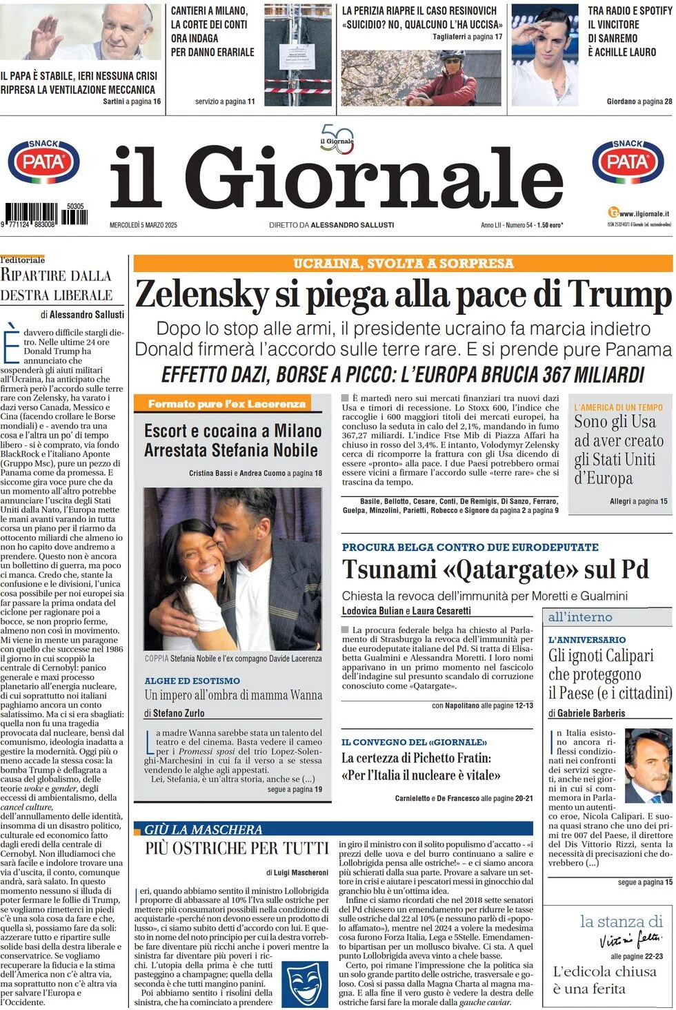 anteprima della prima pagina di il-giornale del 05/03/2025