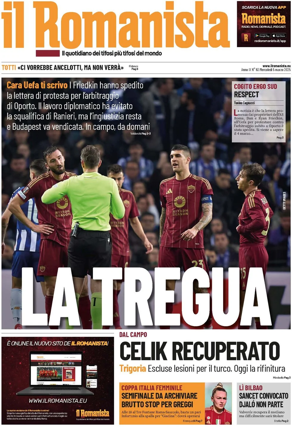 anteprima della prima pagina di il-romanista del 05/03/2025