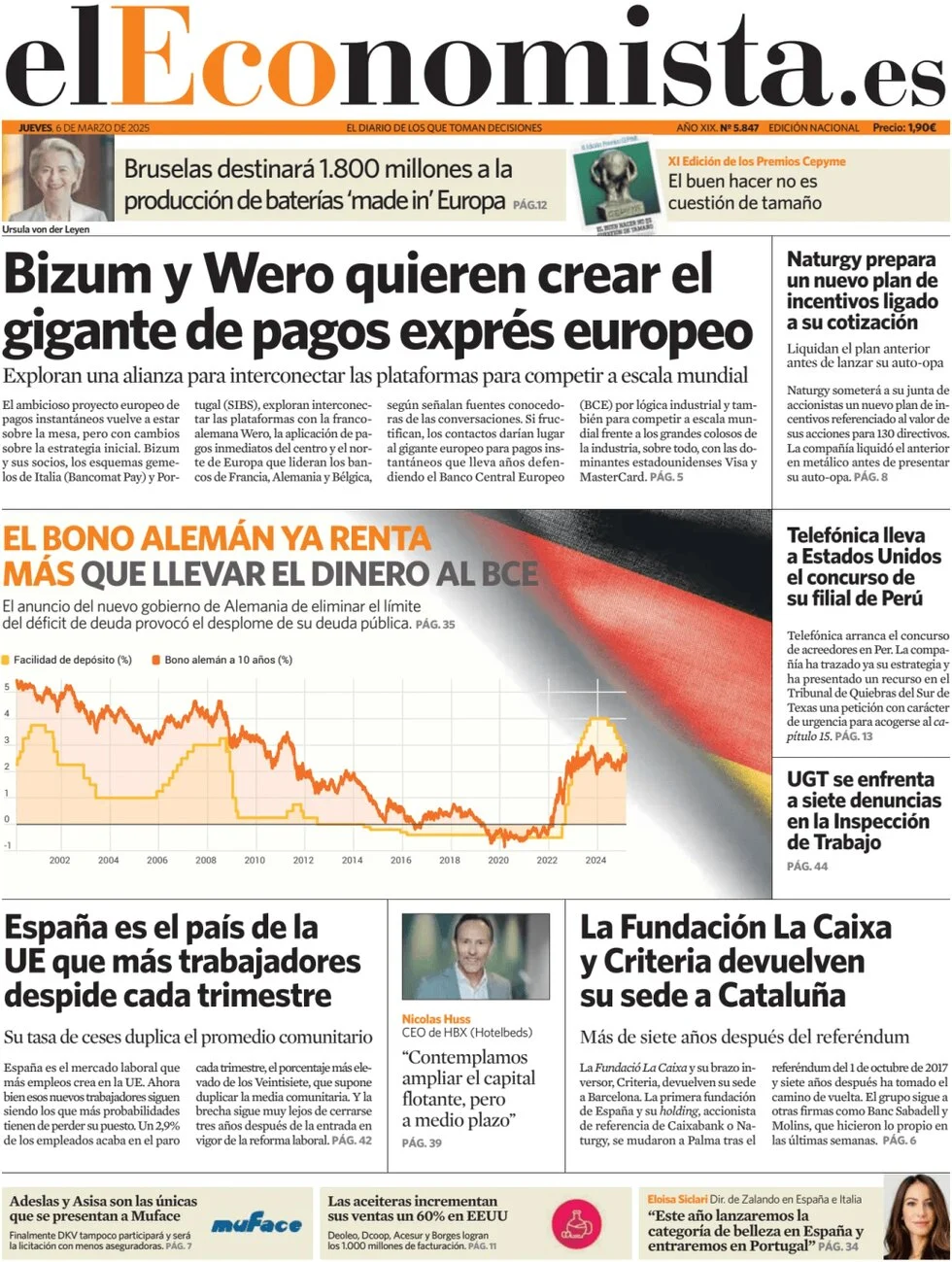 anteprima della prima pagina di el-economista del 06/03/2025