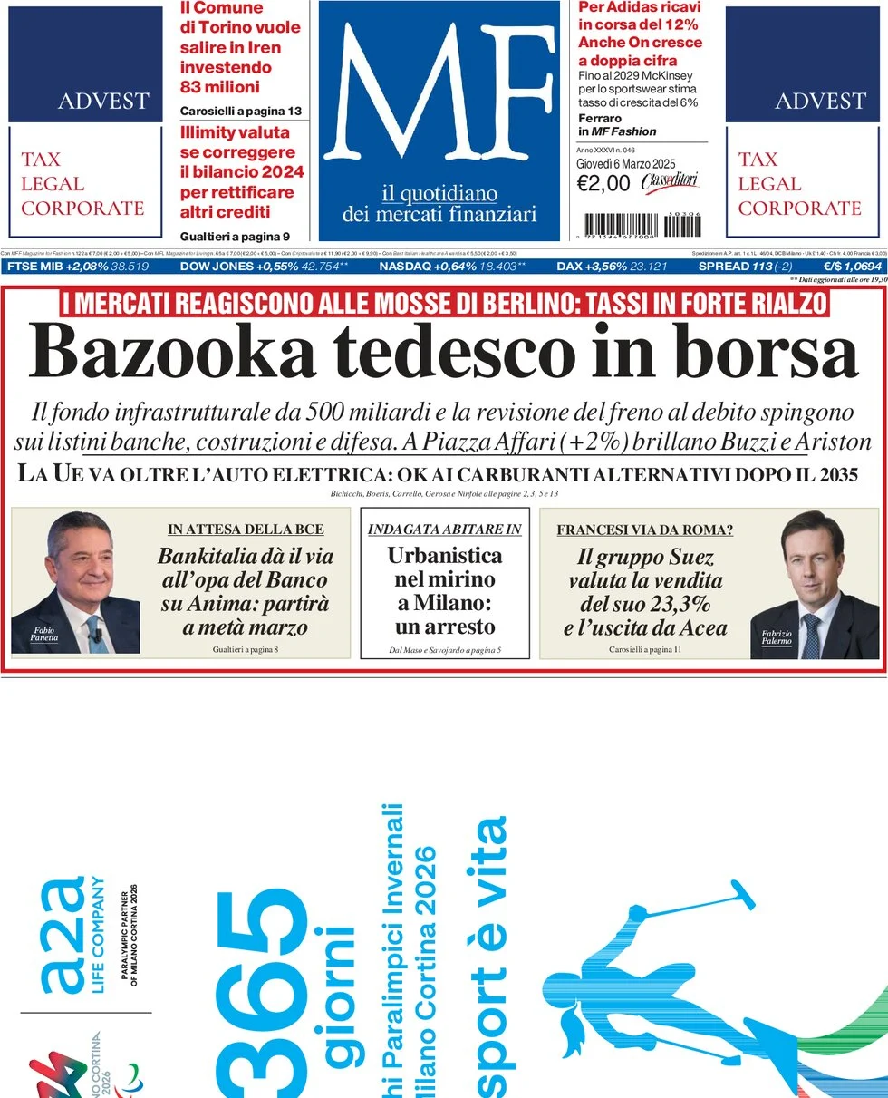 anteprima della prima pagina di mf-milano-finanza del 06/03/2025