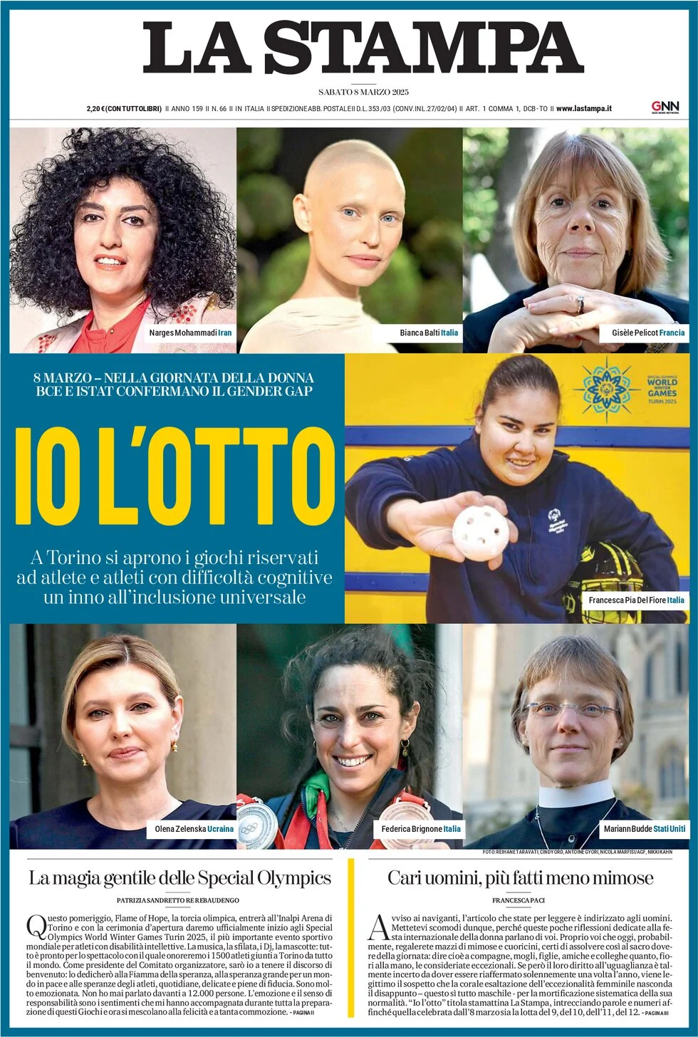anteprima della prima pagina di la-stampa del 08/03/2025