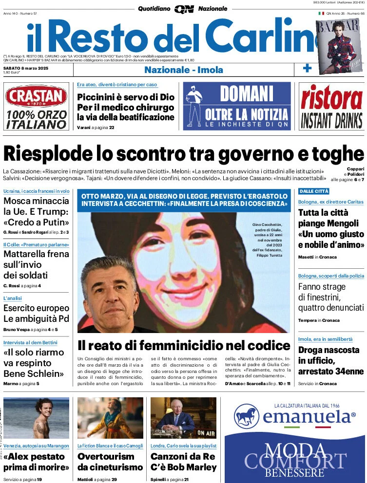 anteprima della prima pagina di il-resto-del-carlino del 08/03/2025
