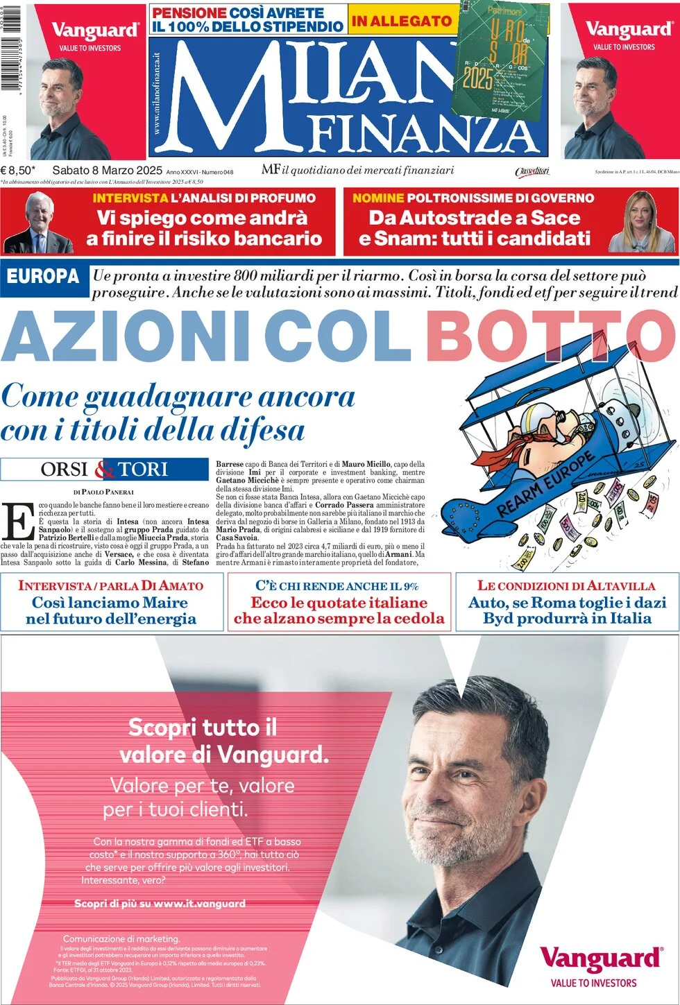 anteprima della prima pagina di mf-milano-finanza del 08/03/2025