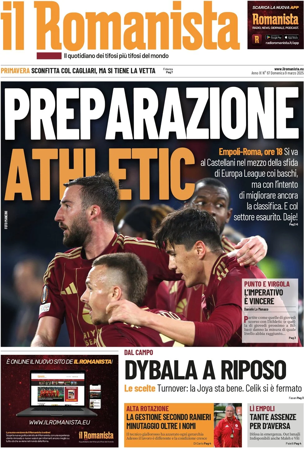 anteprima della prima pagina di il-romanista del 09/03/2025